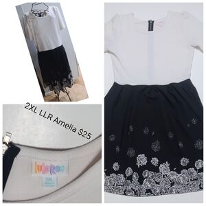 LuLaRoe Black and White Dress with Floral Detail